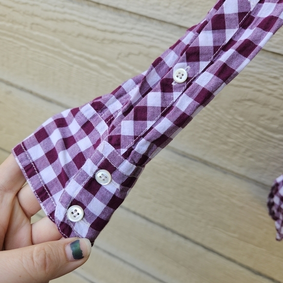 J. Crew purple and white classic-fit boy shirt in crinkle gingham size 00 - Picture 3 of 9